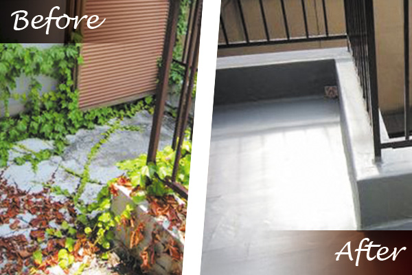 『施工例』つたが覆うベランダの施工前後の画像